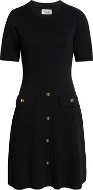 Eliza J Patch Pocket Knit A-Line Dress