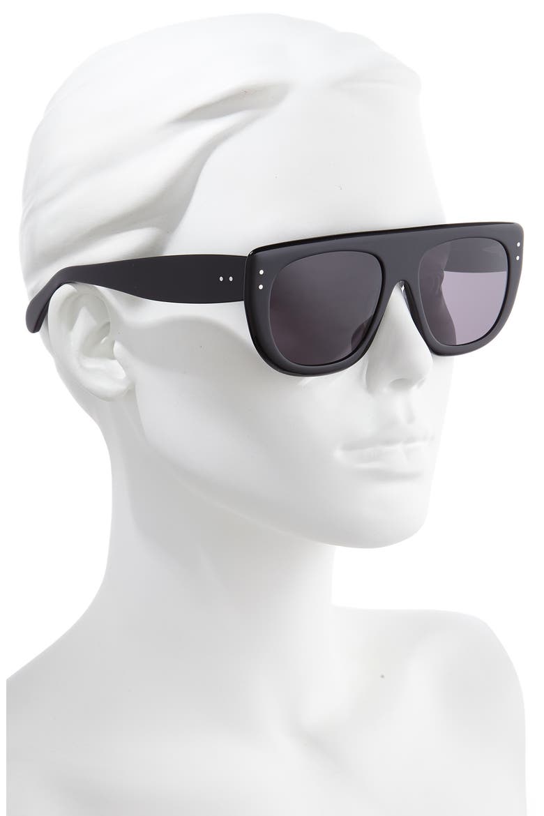 55mm Square Flattop Sunglasses, Alternate, color, BLACK