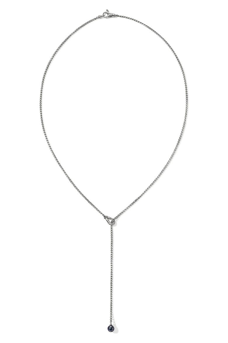 Surf Y-Necklace, Diamonds, Grey Pearl, 1.7mm, Alternate, color, SILVER GREY