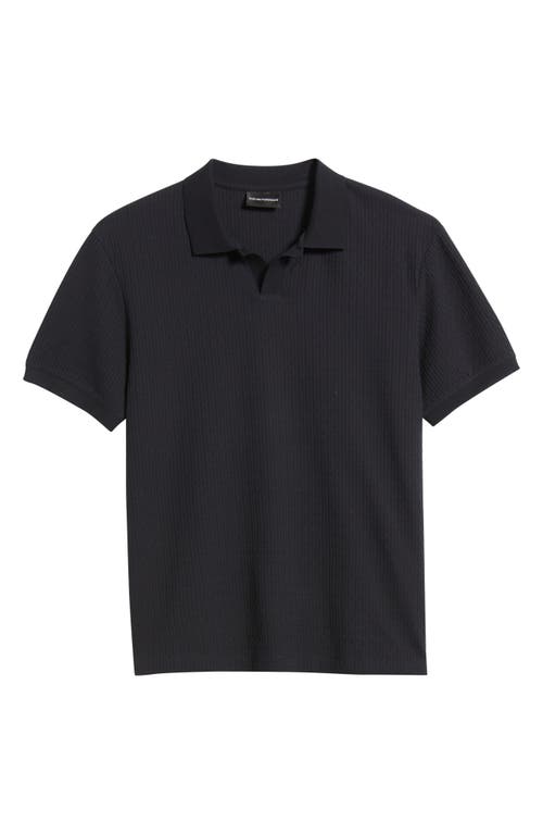 Emporio Armani Tonal Chain Johnny Collar Polo In Black