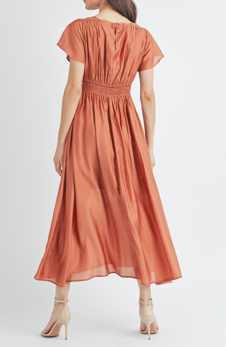 WISHLIST Flutter Sleeve Midi Dress, Alternate, color, Brick