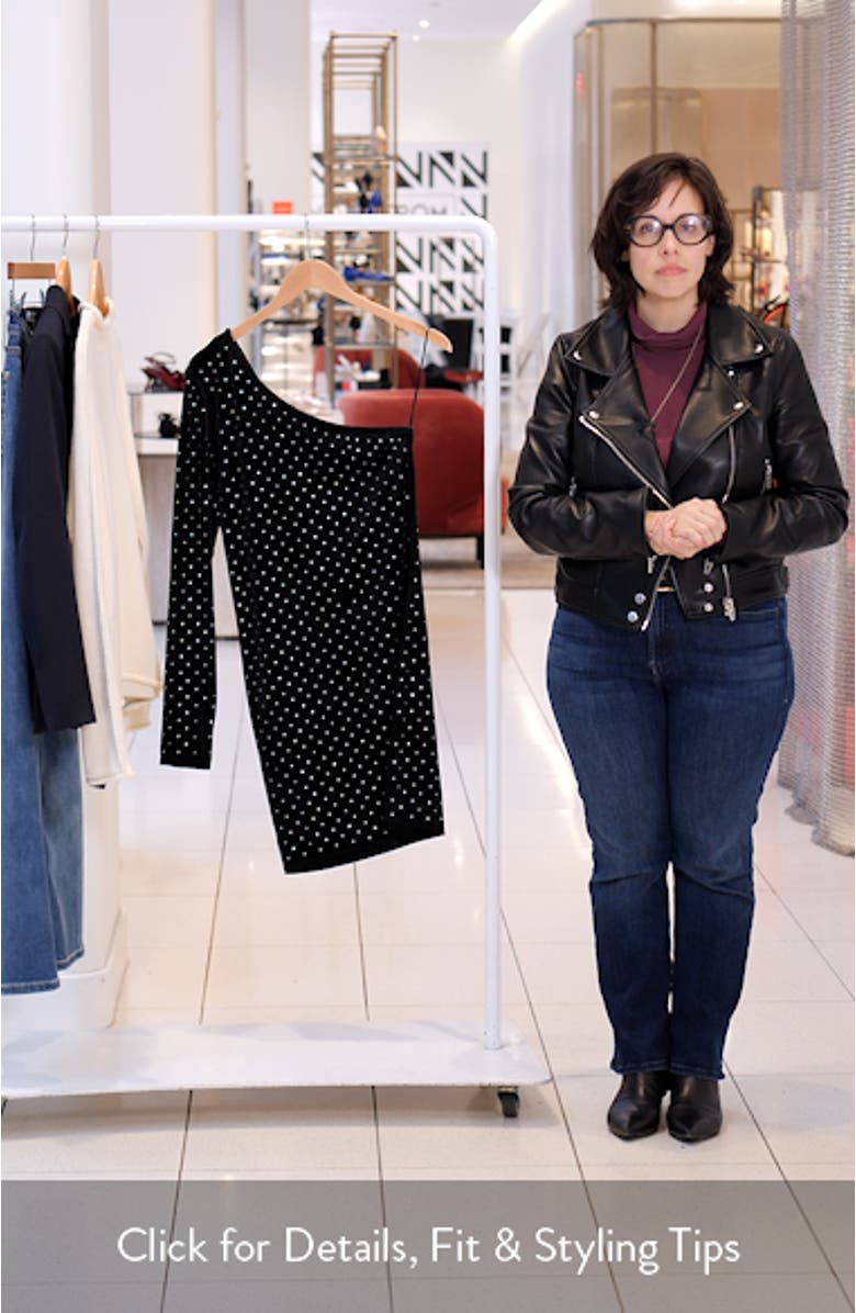 One-Shoulder Crystal Detail Velvet Dress, sales video thumbnail