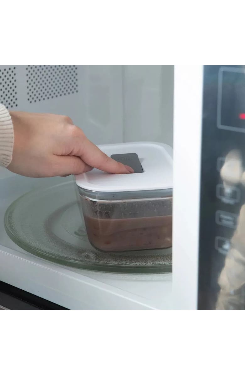 OU Stackable Airtight Glass Food Storage Container Set with Microwave Valve and Leak Proof Lid, 8 Piece, Alternate, color, Clear With White Lid