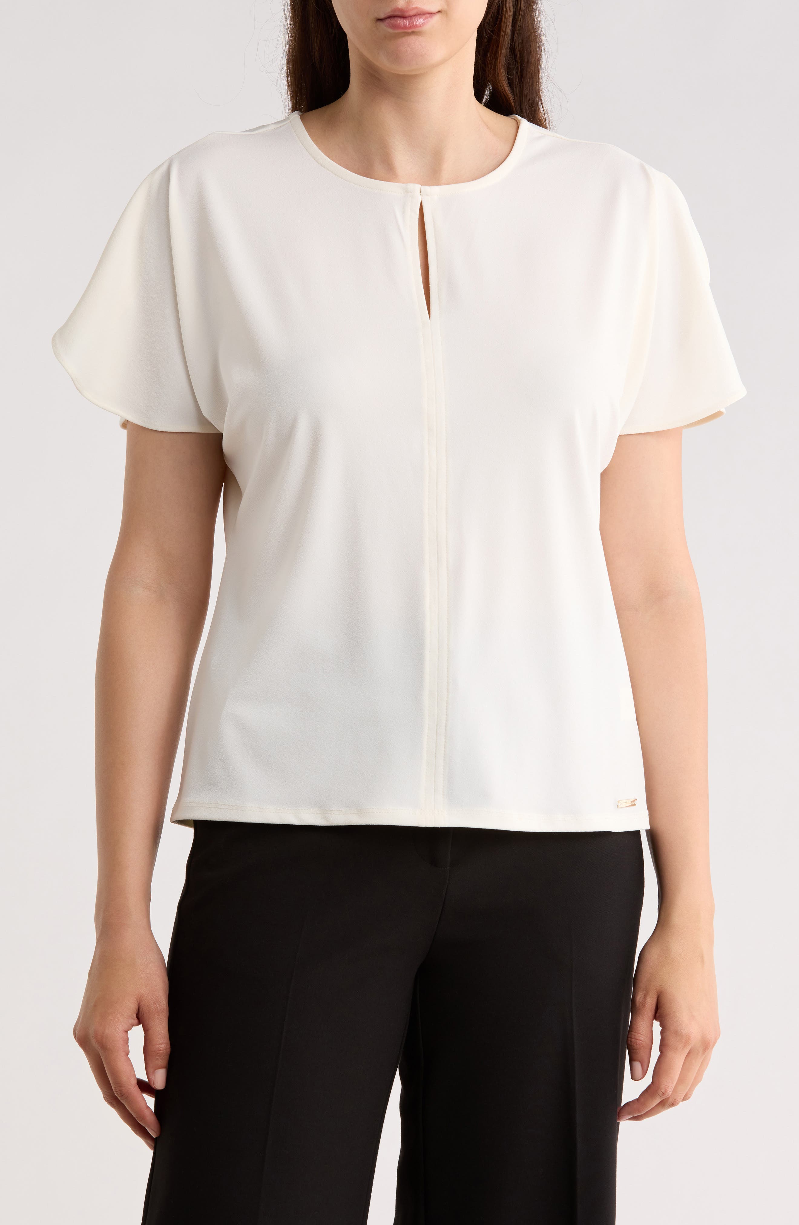 Keyhole Flutter Sleeve Jersey Top - image 5