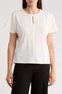 T Tahari Keyhole Flutter Sleeve Jersey Top