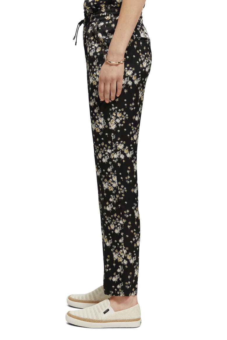 Nina Floral Print Tapered Pants, Alternate, color, 5640-DANDELION BLACK