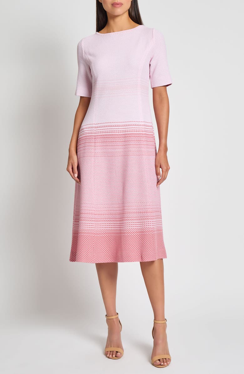 Misook Modern Fit A-Line Ombré Midi Dress, Main, color,