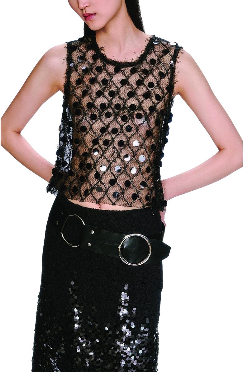 Anna Sui Mesh Pailettes Crop Top, Alternate, color,