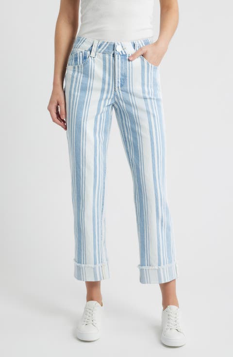 High Waist Fray Hem Jeans (Regular & Petite)