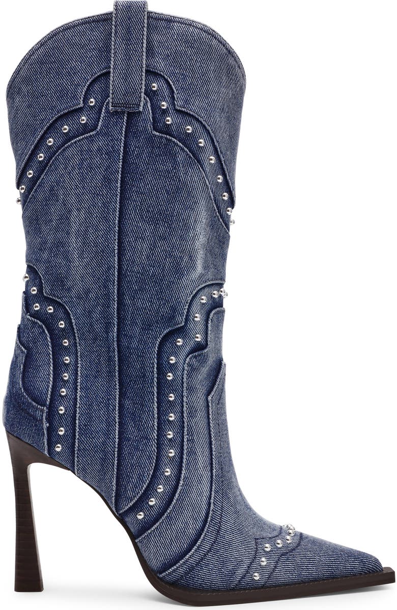 Steve Madden Kylar Studded Western Boot, Alternate, color, Denim