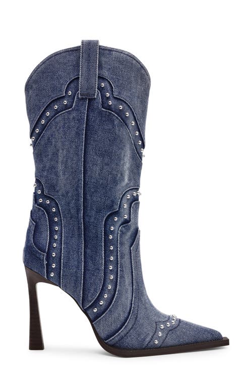 Steve Madden Kylar Studded Western Boot In Blue