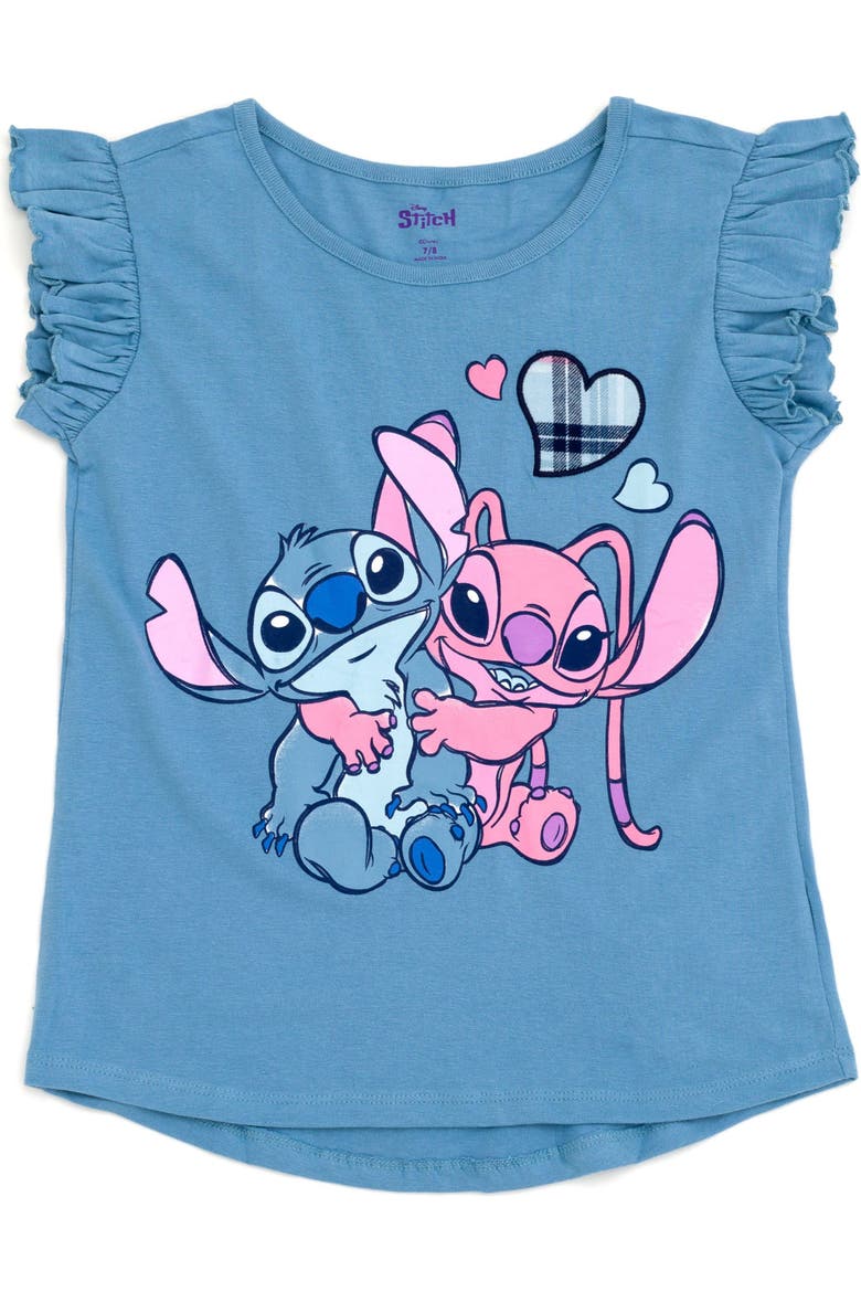 Lilo & Stitch 2-Piece T-Shirt and Plaid Skirt Set, Alternate, color, Blue Stitch Angel