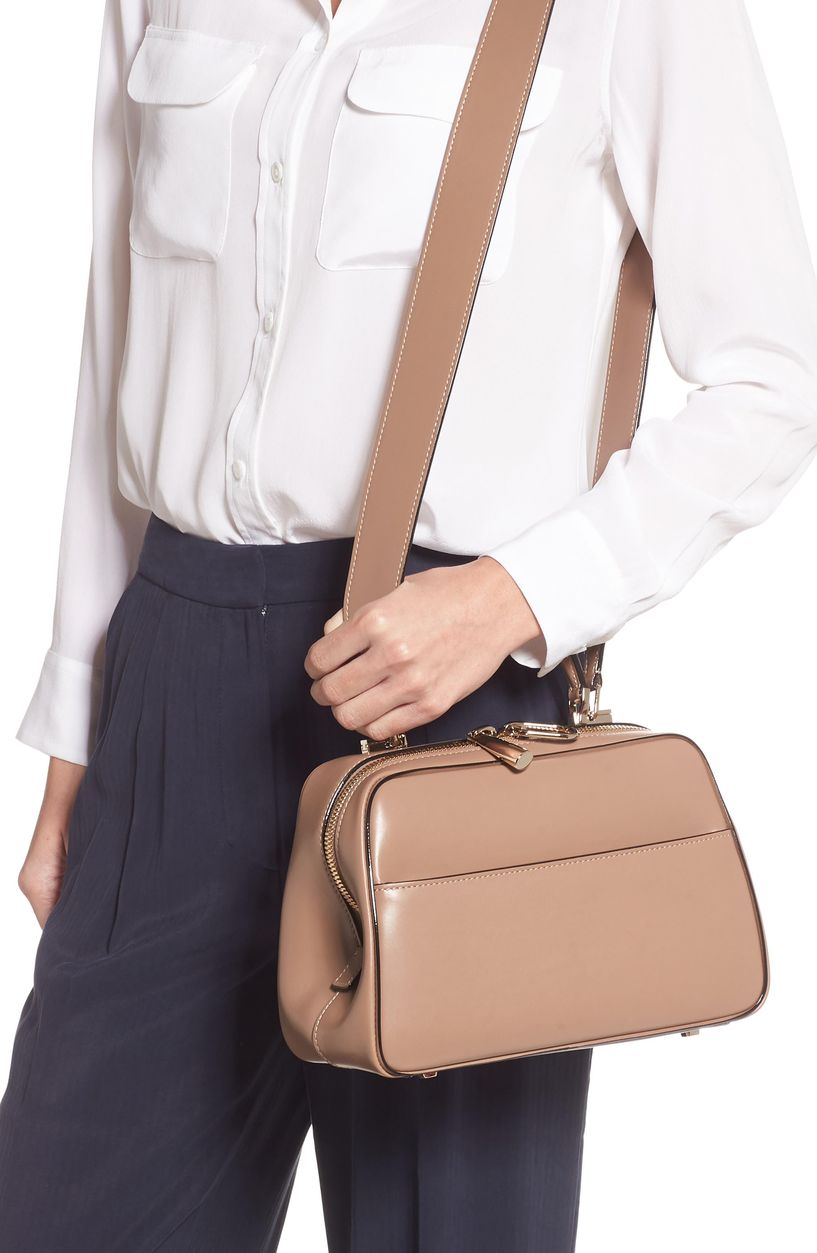 Valextra Medium Serie Leather Top Handle Bag, Alternate, color, 