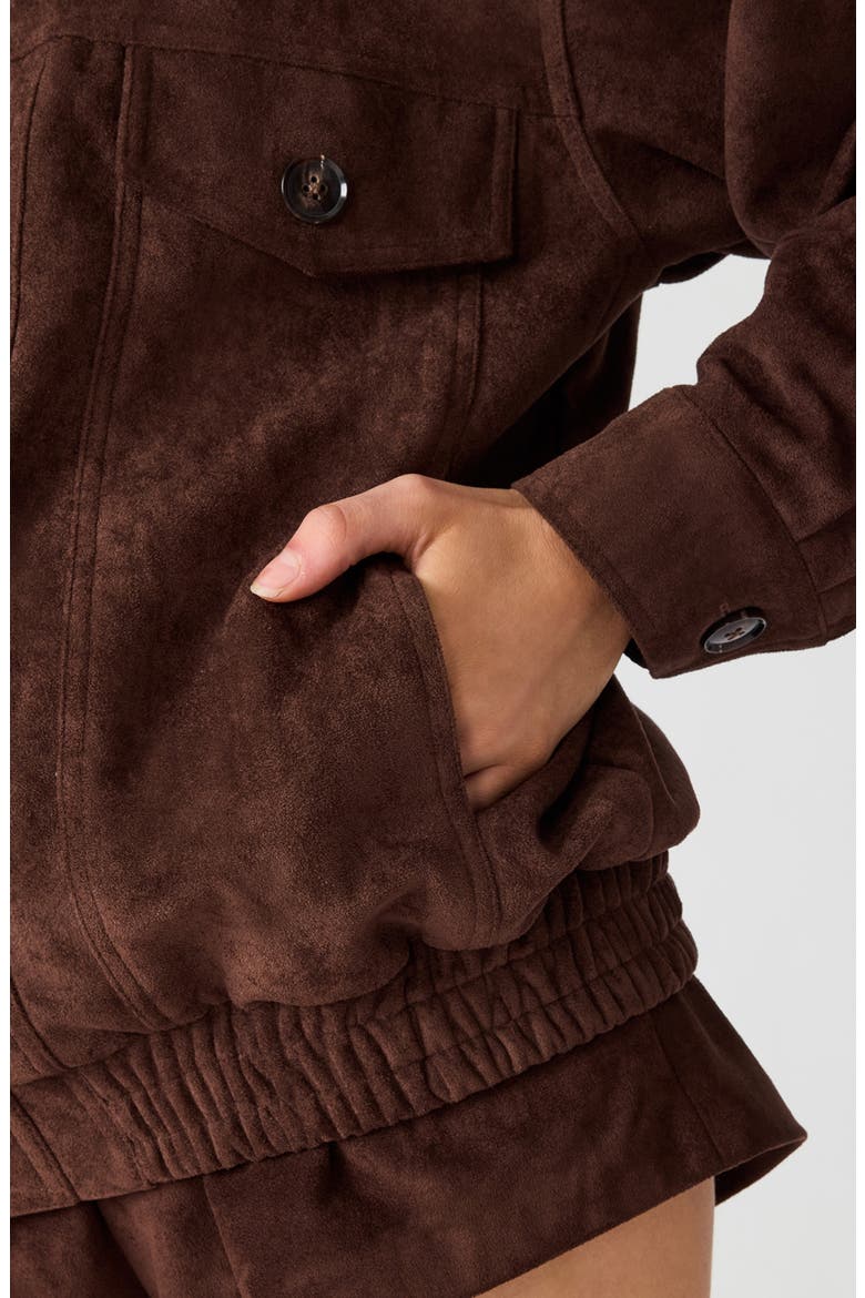 Henson Faux Suede Bomber Jacket, Alternate, color, DARK CHOCOLATE
