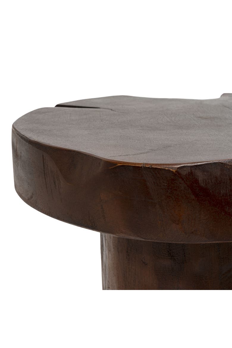 Amara Rustic Handcrafted Solid Wood Live Edge Tree Stump Stool, Accent Side Table and Decorative Indoor Plant Stand, Alternate, color, Dark Brown