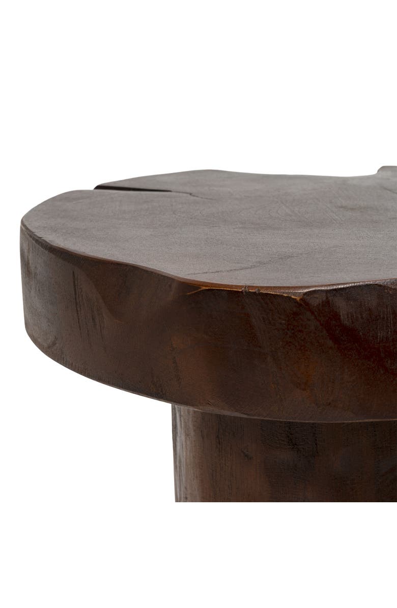 JONATHAN Y Amara Rustic Modern Handcrafted Live Edge Solid Teak Wood Stump Stool, Alternate, color, Dark Brown