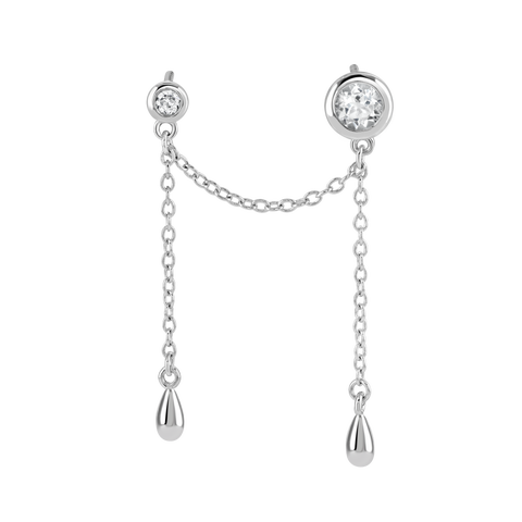 Double Post Drop Earrings with White Topaz
