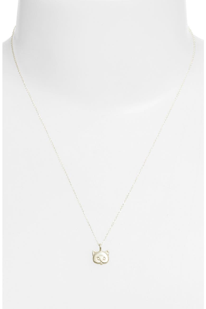 'Reminder - It's Meow or Never' Cat Pendant Necklace, Alternate, color, SILVER