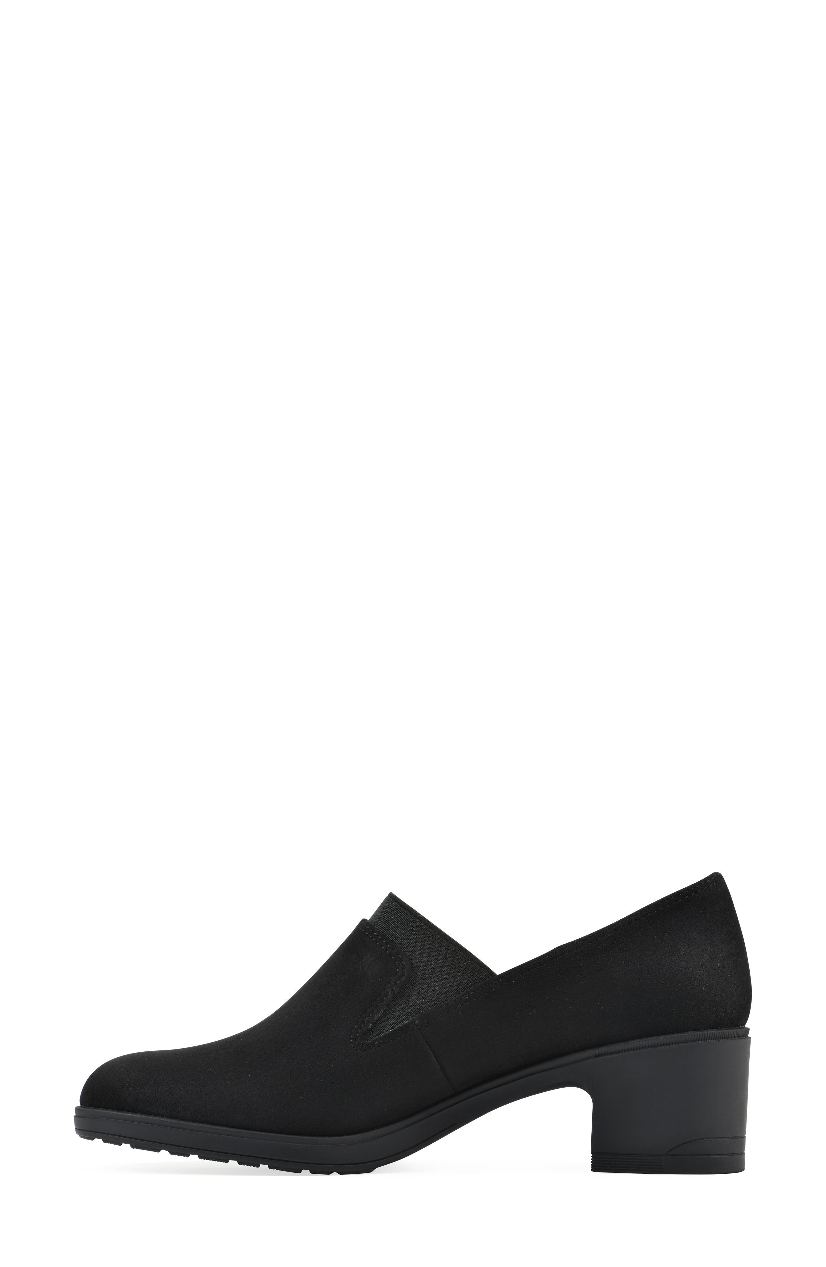 CLIFFS BY WHITE MOUNTAIN Hunton Block Heel Loafer Pump - Wide Width, Alternate, color, Black Suedette