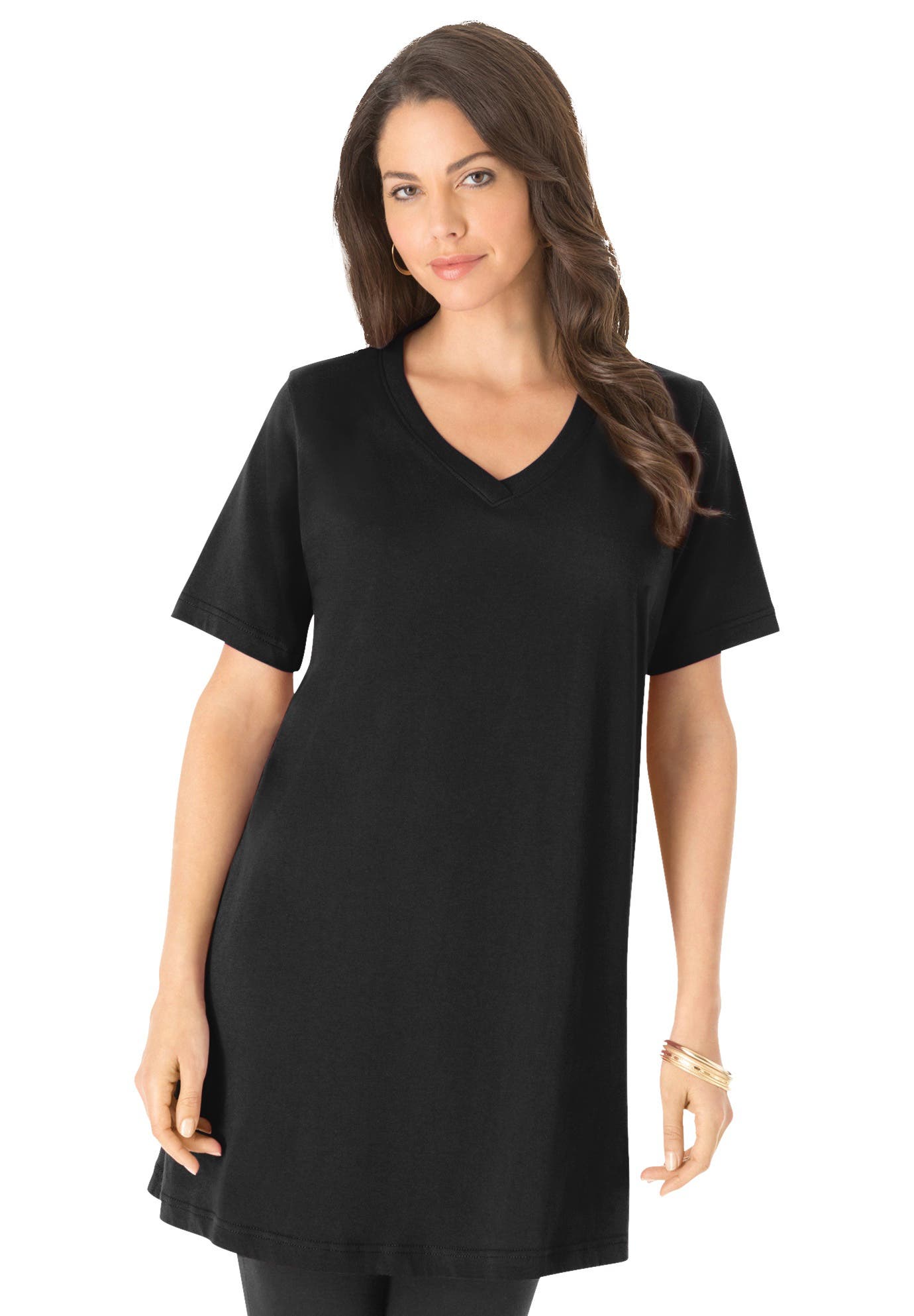 Plus Size Ultimate Cotton V-Neck Short Sleeve Tunic - image 5