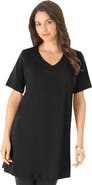 Roaman's Plus Size Ultimate Cotton V-Neck Short Sleeve Tunic