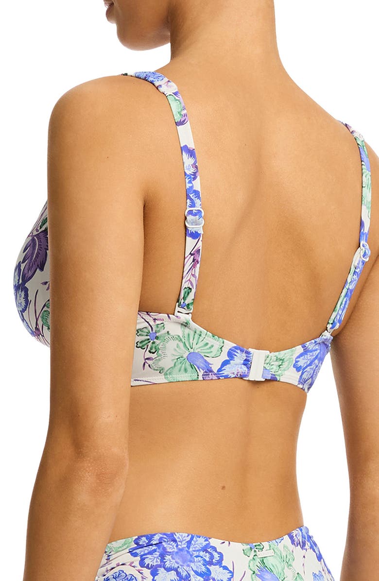 Sea Level Capri Stripe Ruffle Bikini Top, Alternate, color, Evergreen