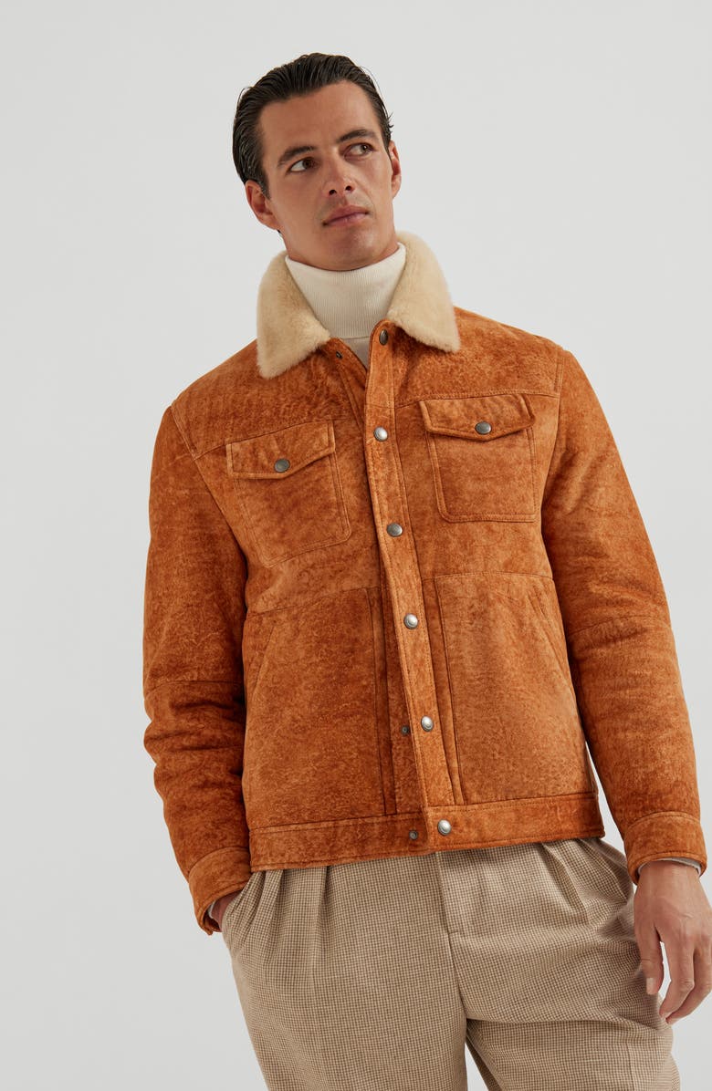 Brunello Cucinelli Shearling jacket, Alternate, color, Cognac