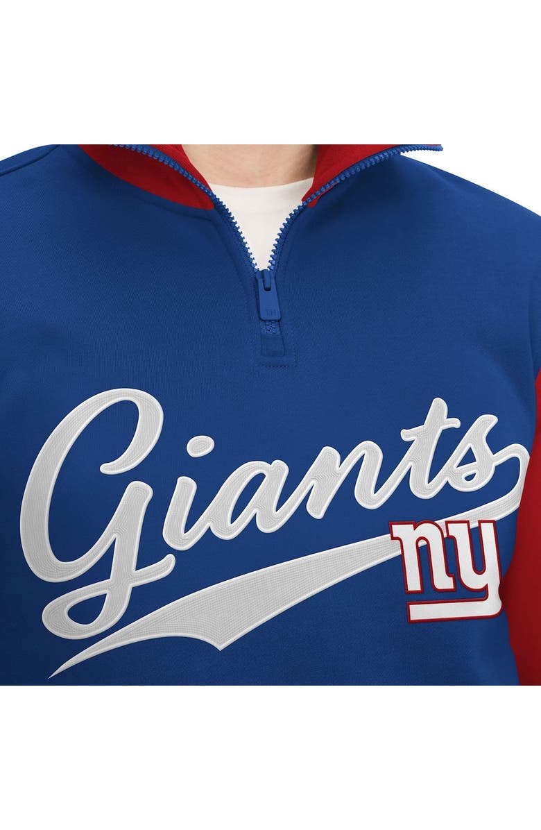 Tommy Hilfiger Men's Tommy Hilfiger Royal/Red New York Giants Aiden Quarter-Zip Sweatshirt, Alternate, color, Royal