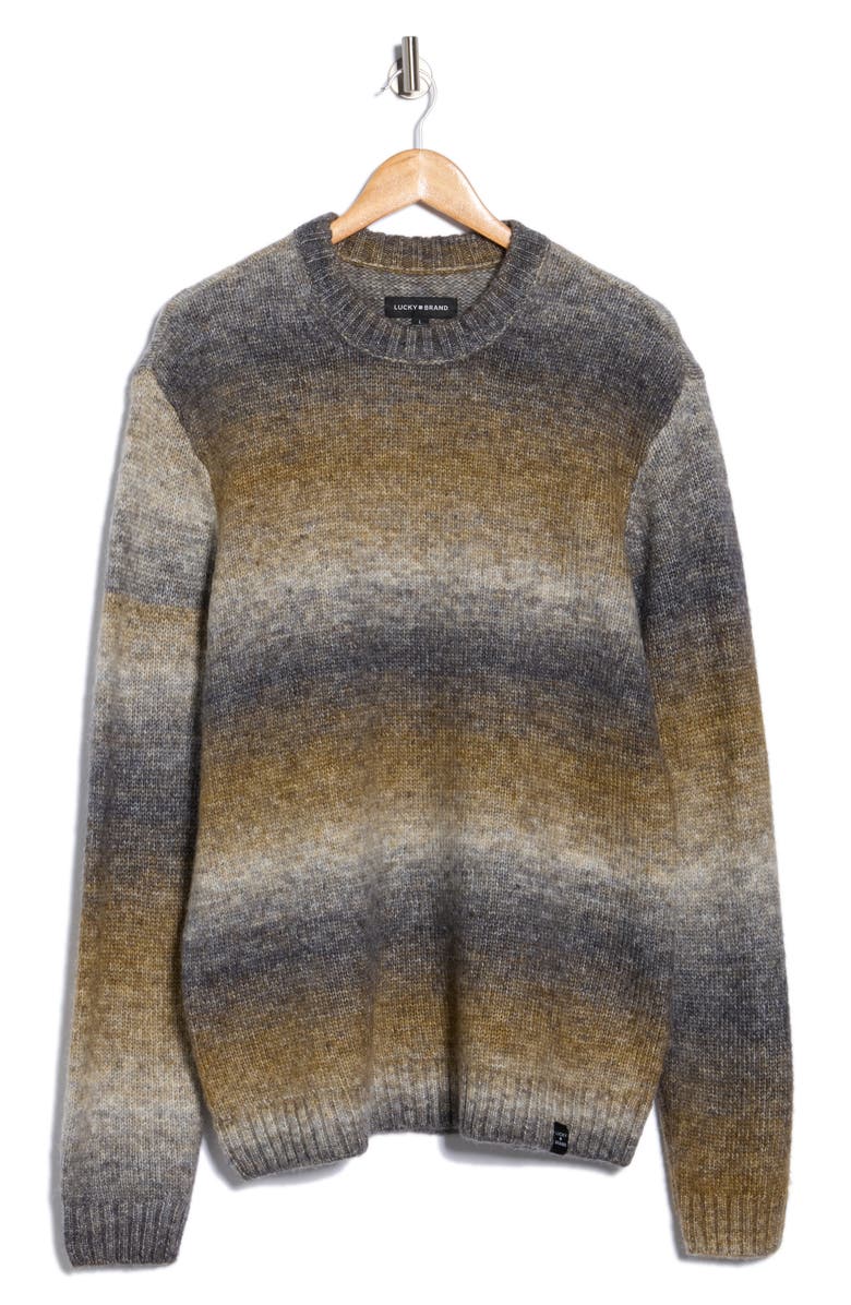 Lucky Brand Crewneck Ombré Sweater, Alternate, color, Stripe Beige