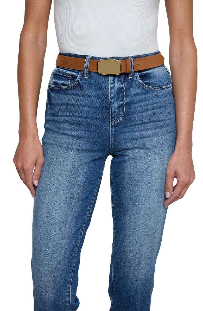 L'AGENCE Hennie Sleek Leather Belt, Alternate, color, Tan Nubuck