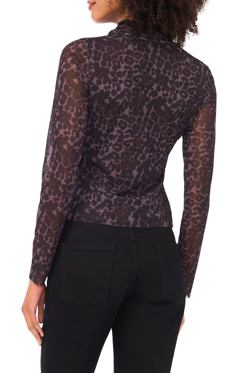 Parker Leopard Mock Neck Long Sleeve Top, Alternate, color, Rich Black
