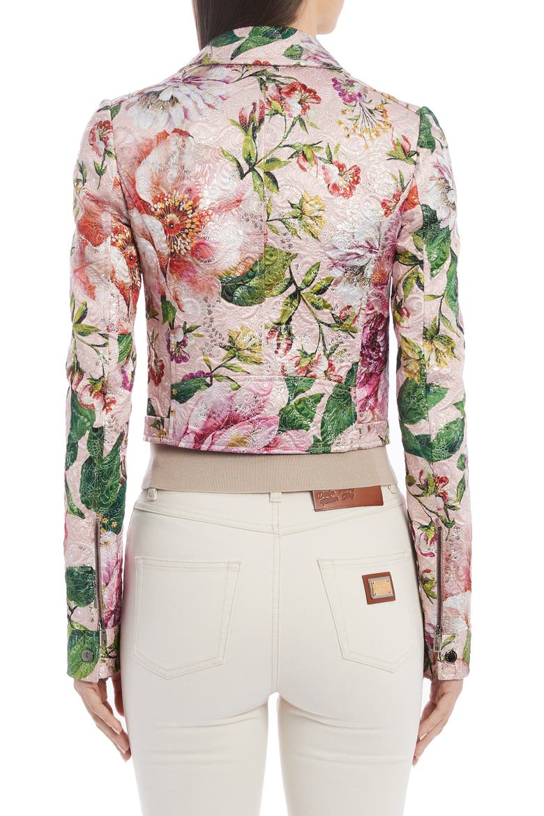 Floral Brocade Moto Jacket, Alternate, color, PINK FLORAL