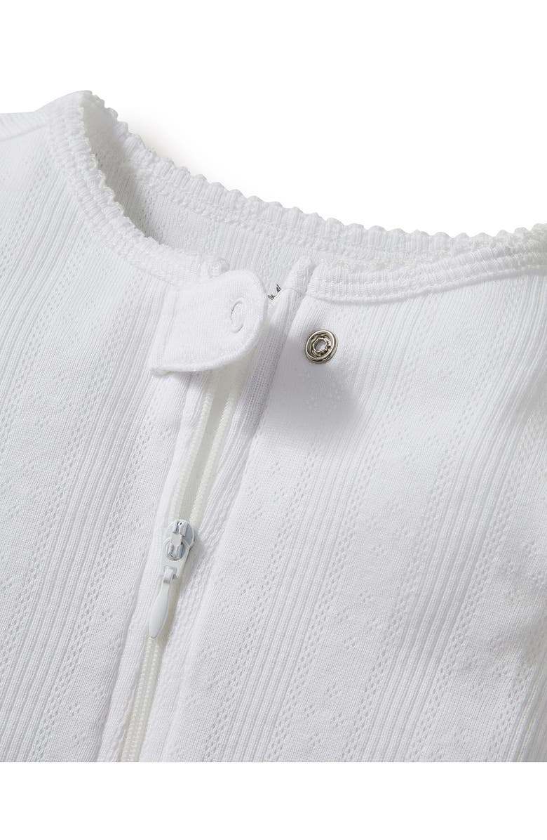 Petite Plume Pointelle Pima Cotton Zip Footie, Alternate, color, White