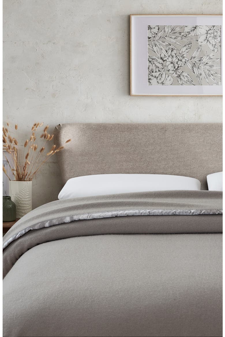 Wool & Satin Trim Blanket, Alternate, color, GREY