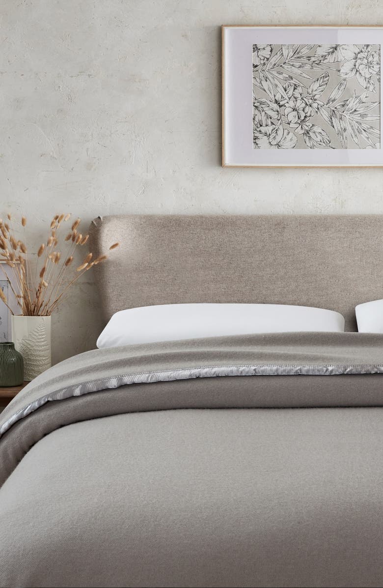 MELANGE HOME Wool & Satin Trim Blanket, Alternate, color, Grey