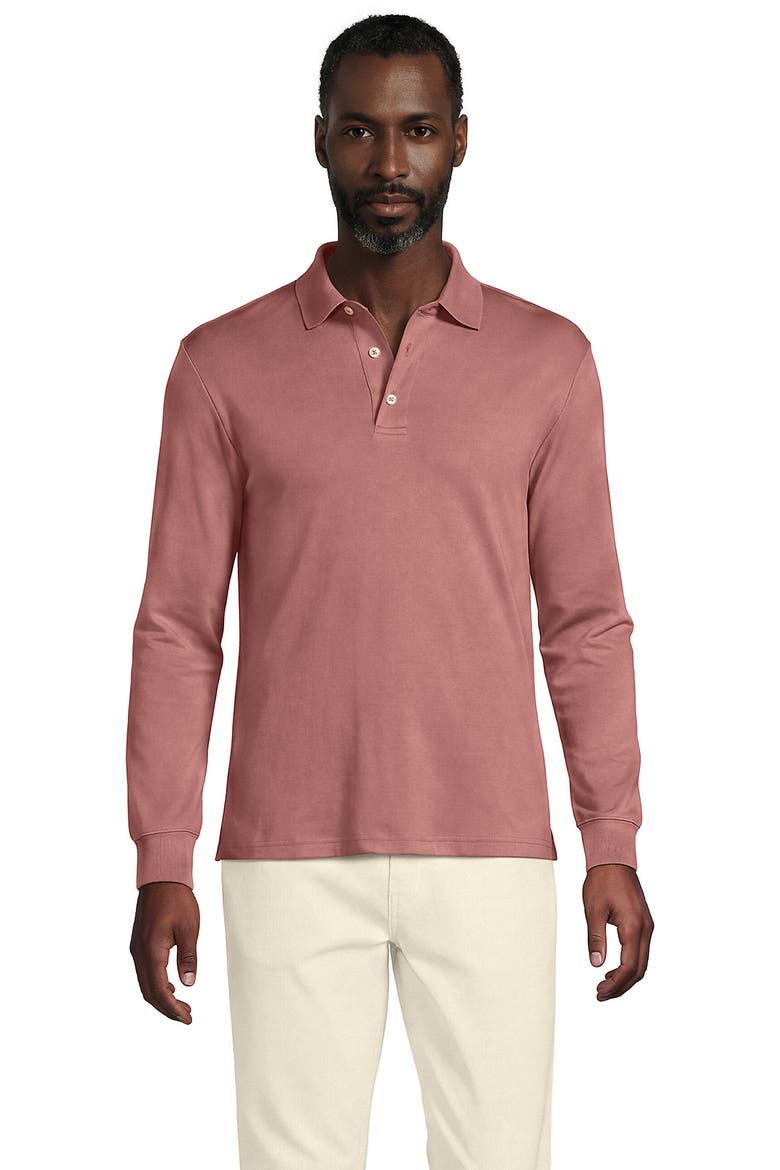 Long Sleeve Cotton Supima Polo Shirt, Main, color, Vintage Mauve