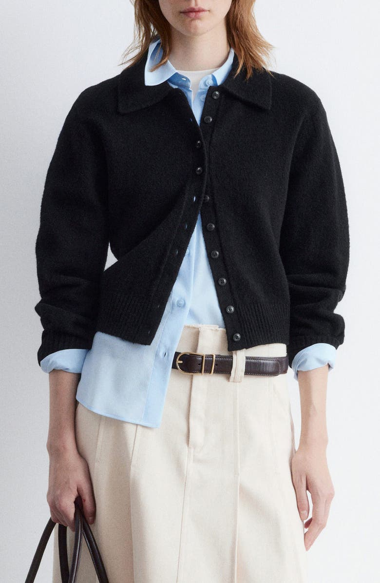 & Other Stories Collared Cardigan, Main, color, Black Dark