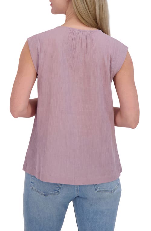 Lucky Brand Patterned Yoke Cotton Henley In Elderberry