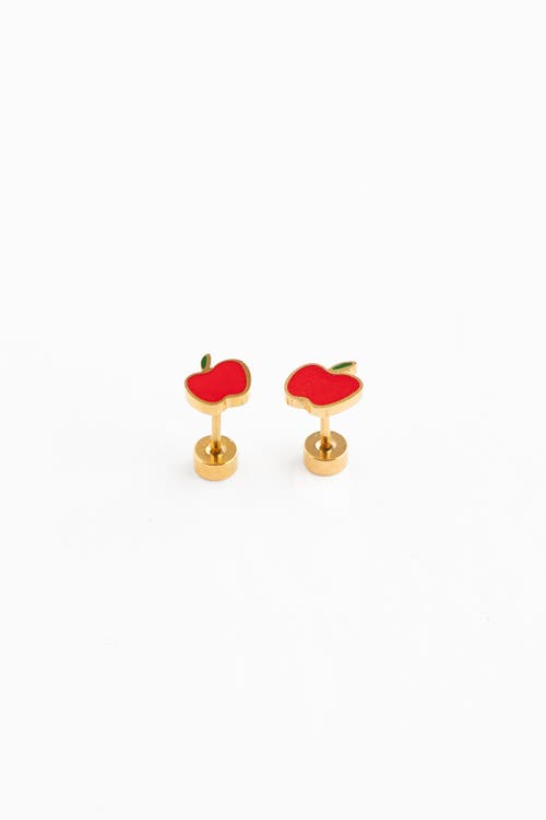 Pip Pop Apple Stud Earrings In Gold