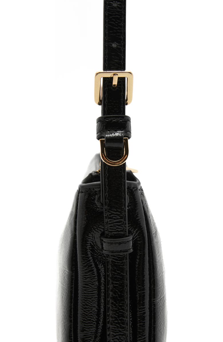 MANGO Faux Leather Shoulder Bag, Alternate, color, Black