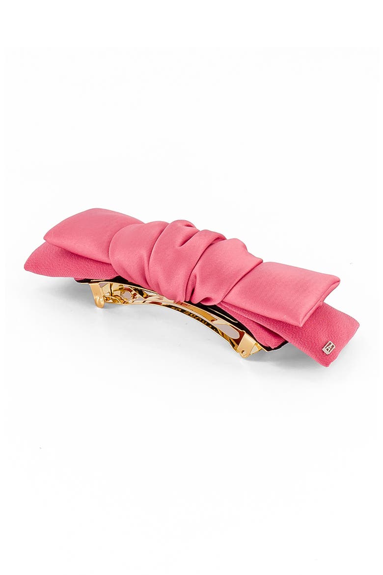 Silk bow hair barette, Alternate, color, pink