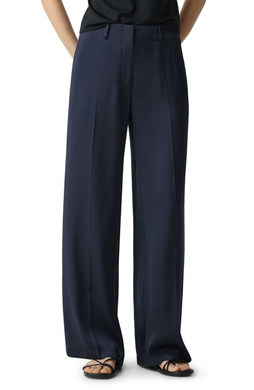 Theory Tailored High Waist Wide Leg Trousers In Black