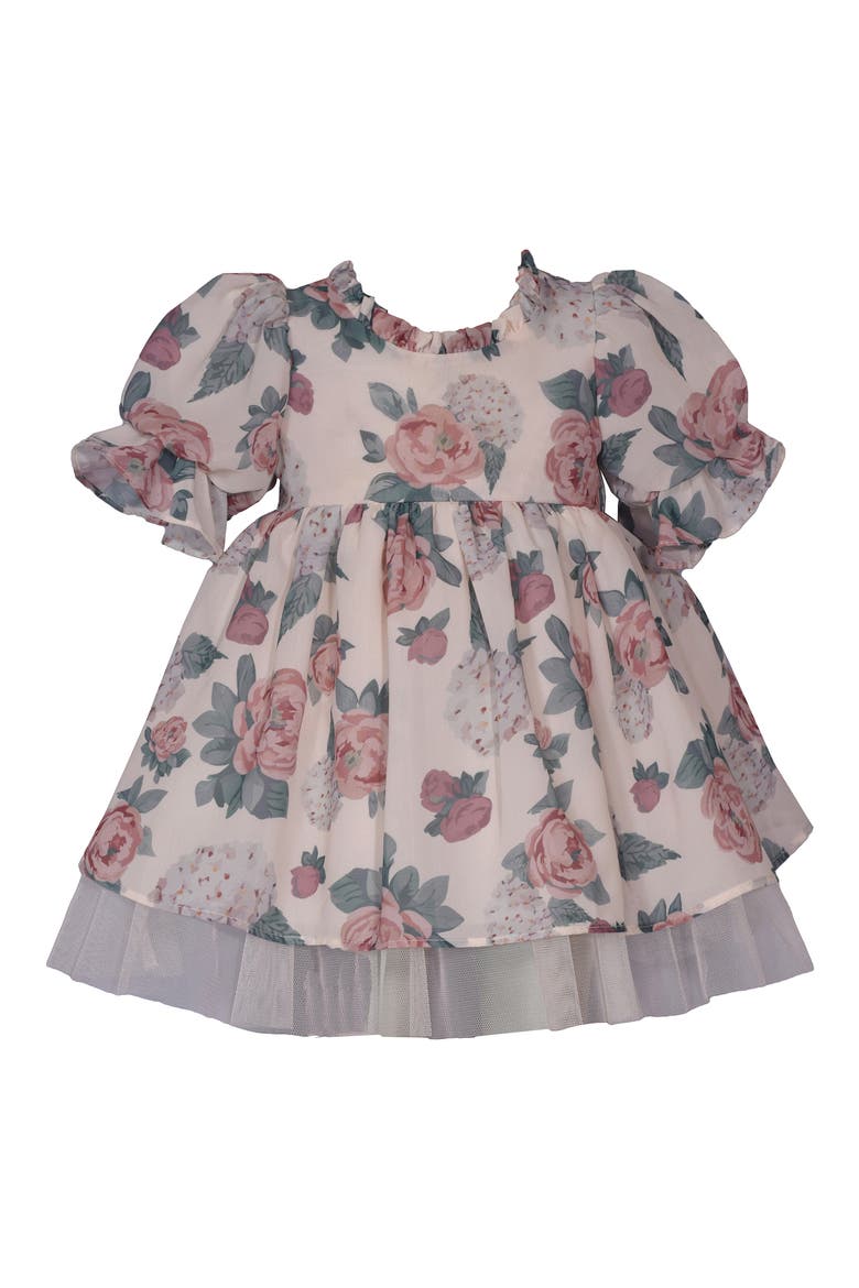 Floral Chiffon Party Dress, Main, color, IVORY