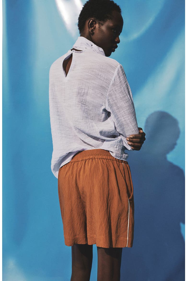 Textured Shorts, Alternate, color, BROWN
