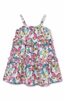 Peek Aren't You Curious Kids' Butterfly Tiered Ruffle Cotton Dress
