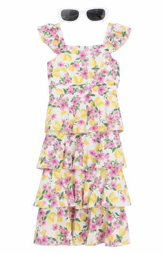 Speechless Kids' Floral Tiered Maxi Dress & Sunglasses Set
