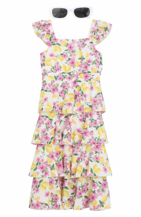 Speechless Kids' Floral Tiered Maxi Dress & Sunglasses Set