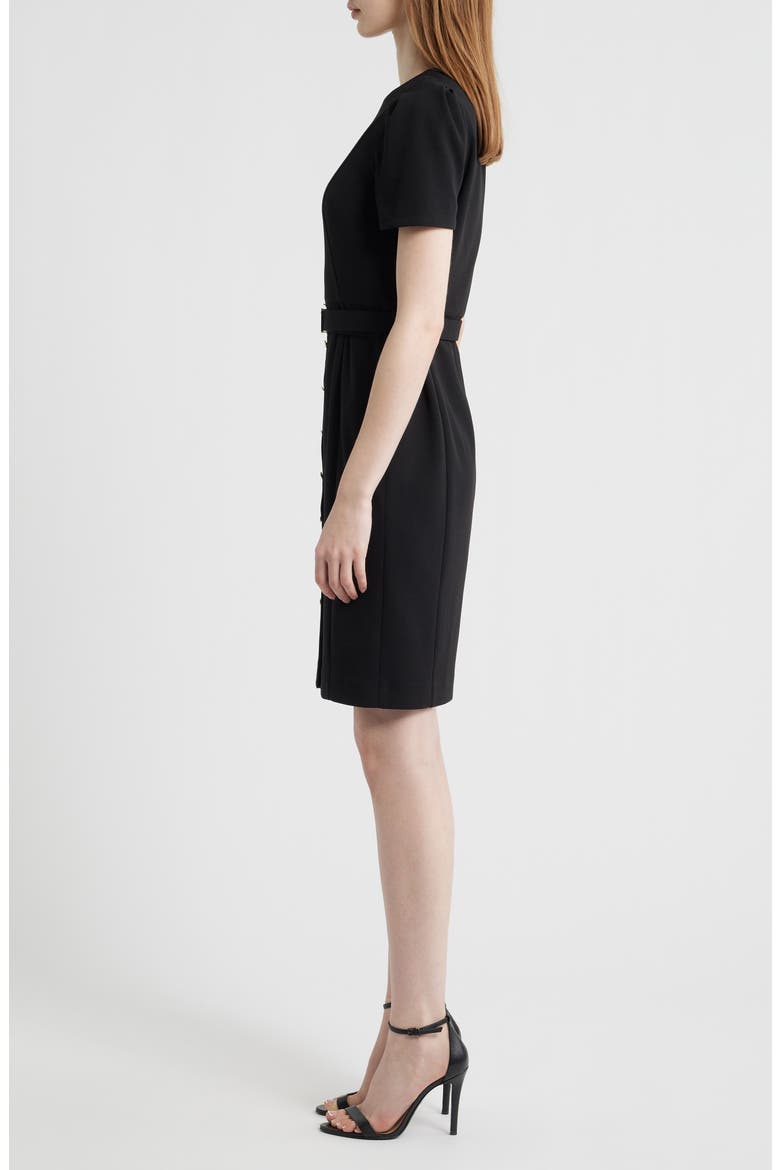 Belted Cool Crepe Sheath Dress, Alternate, color, ANNE BLACK