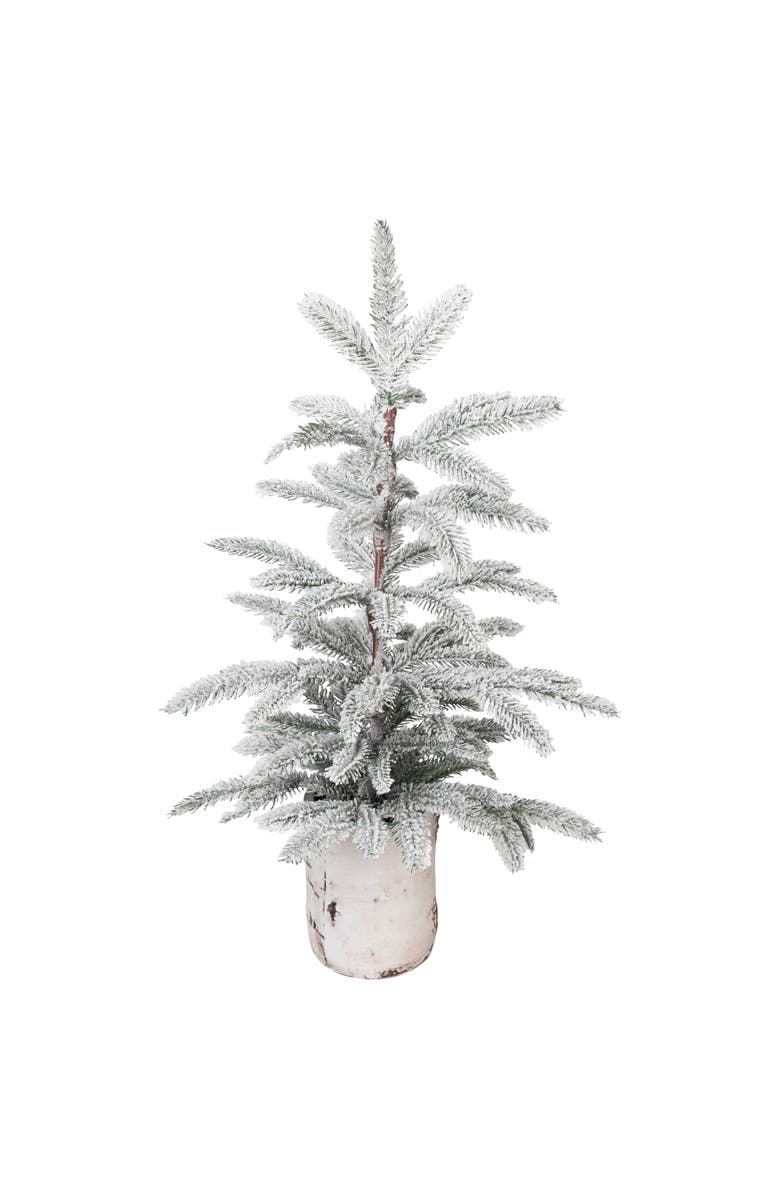 Northlight Heavily Flocked Potted Artificial Christmas Sprucetree - 24" - Unlit, Alternate, color, Green