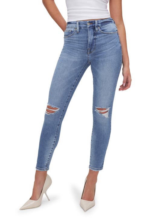 Good Legs Ripped Ankle Skinny Jeans (Indigo 612) (Regular & Plus)
